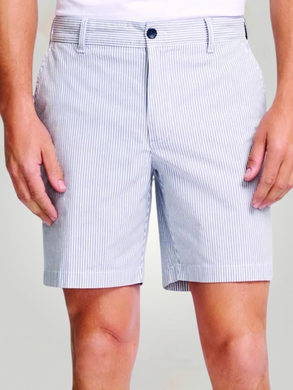IZOD Navy Seersucker Shorts‎ 36 Flat Front Cotton Coastal Grandfather Preppy Old